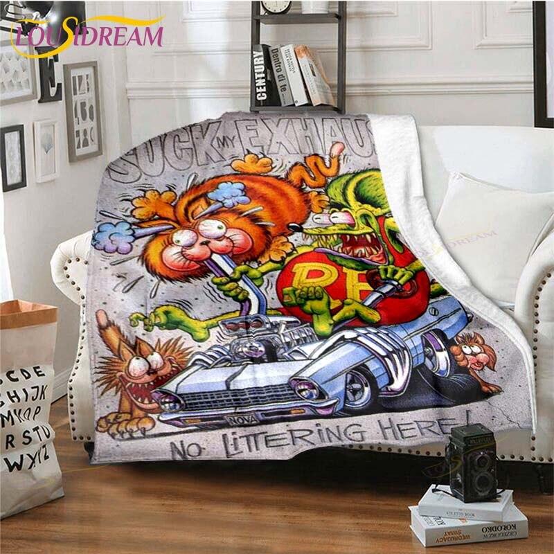 Rat Fink Blanket Throw Blanket Couch Quilt Cover Travel Bedding Throw Blanket Flannel Blanket Bedspread Blankets for Beds