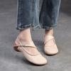 Johnature Genuine Leather Round Toe Comfortable Low Heel Sandals Casual Versatile Women's Shoes