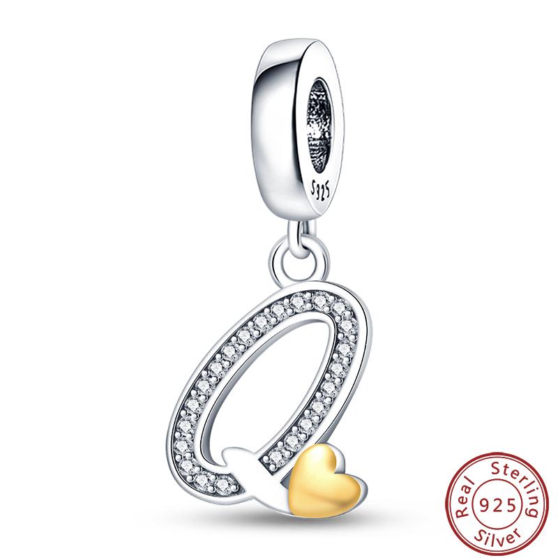 26 English Letter Series Copper Gold Heart-Shaped Design Charms Beads 3Mm Diy Fine Jewelry Making