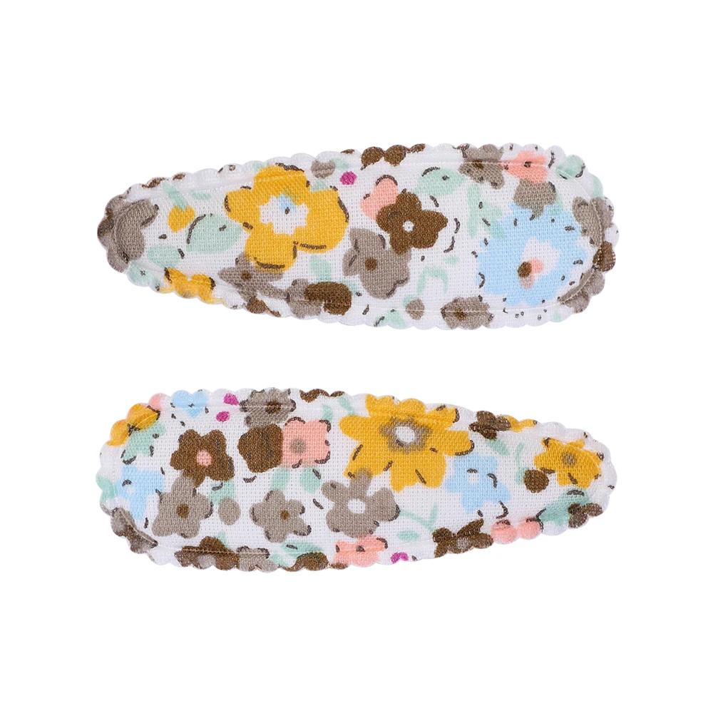 2 Stück/Set Bedruckte BB Haarspange Haaraccessoires Handgefertigt Leinwand Blume Haarspange Mädchen Süße Haarspangen Kopfschmuck Geschenk