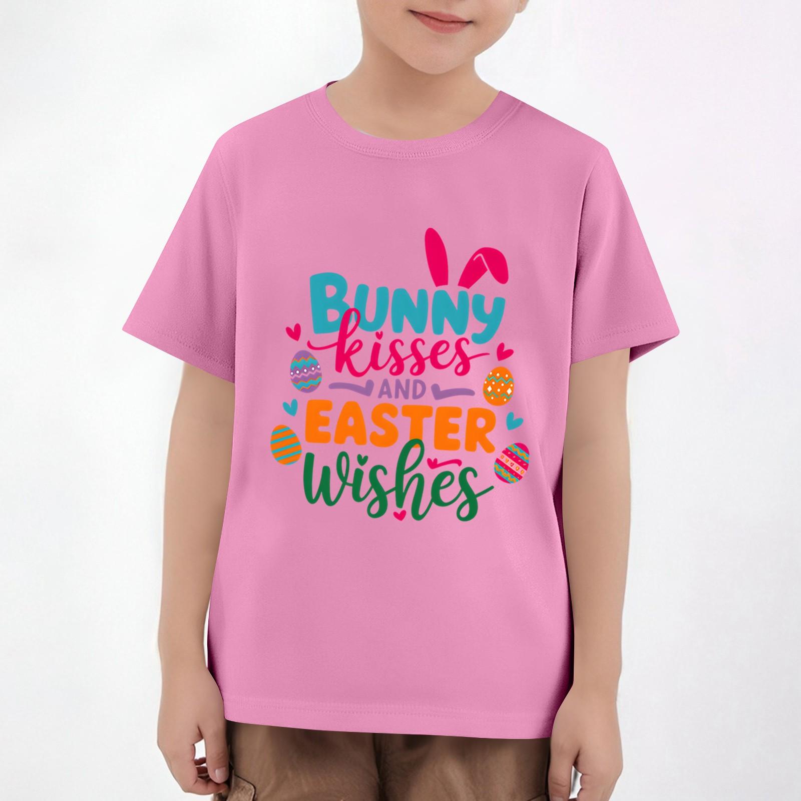 

Детский пасхальный топ с коротким рукавом и принтом 110 розовый