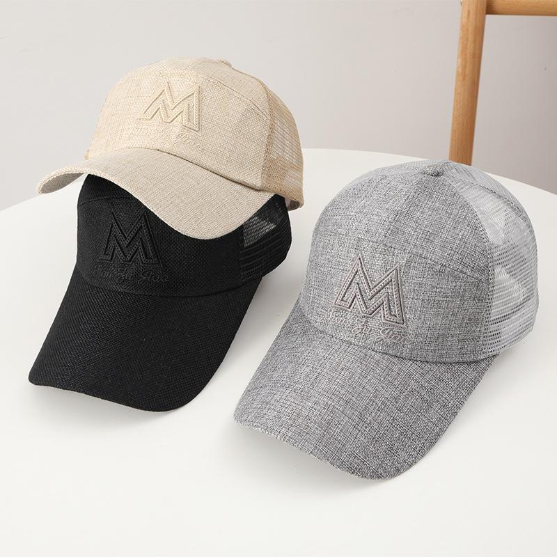 Hat Men's trendy summer baseball cap Korean version mesh breathable sun hat outdoor sun protection peaked cap extended sun hat
