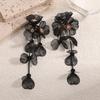 Retro Glamorous Long Tassel Flower Stud Earrings for Women