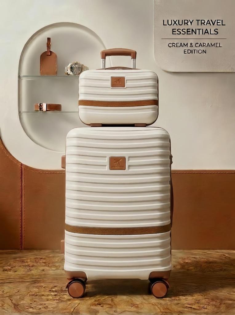 ABS+PC Expandable Trolley Case Set: Three-Piece Layered Storage Carry-on Suitcase for Travel.