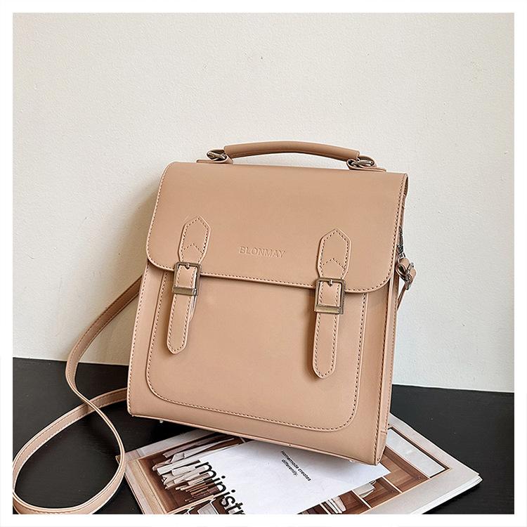 Women's New Backpack 2025 Belt Buckle Design Fashionable and Popular Multi-functional Messenger Bag with Simple Texture Handbag
