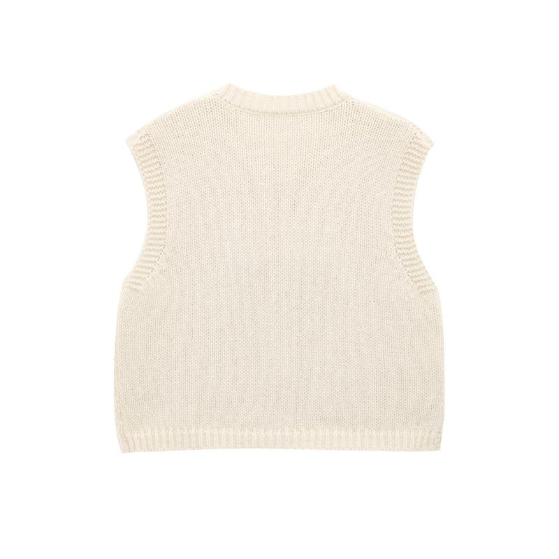 Zbzr Summer New Arrival Women's Clothing Fashion Style Stylish Simple and Versatile Cable Stitch Gold Button Thick Needle Vest