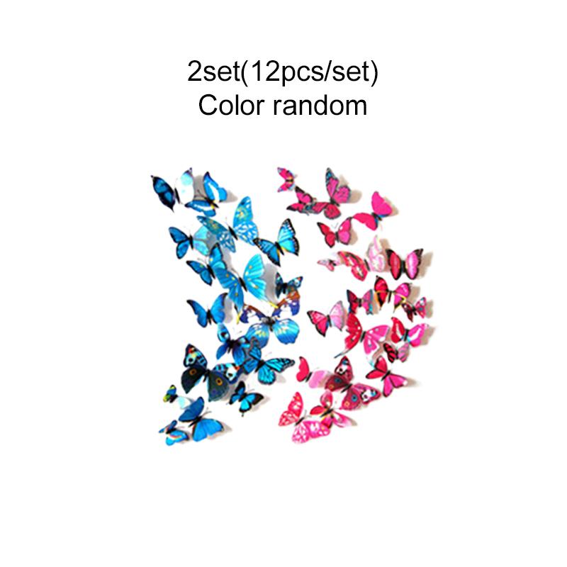 1/2/4set Butterfly Wall Stickers 3D Fridge Decals Wallpaper Household Living Room Butterflies for Wedding Party Decoration TMZ