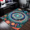 Psychedelic Galaxy Floral Mandala Rug, Colorful Boho Space Carpet for Living Room Gaming Room, Non-slip Decorative Floor Mat