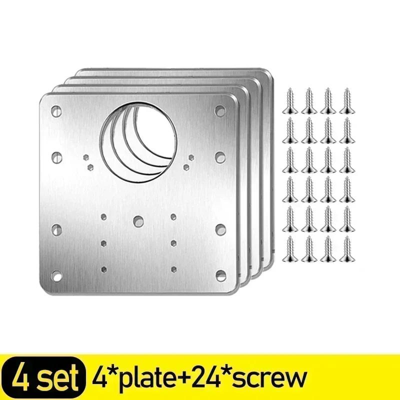 Cabinet Hinge Repair Plate Kits Stainless Steel Furniture Door Hinge Mounting Plate with Hole Home Kitchen Cupboard Fixing Tools