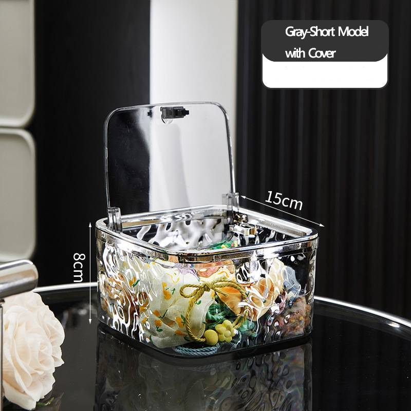 Hair Accessories Organizer Clear Hair Tie Organizer with Lid Desktop Storage Box Multifunctional for Laundry Pods Cotton Swab