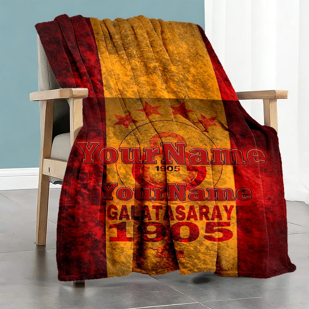 Galatasaray 103 Customize Your Name Blanket Lightweight Customizable Blanket Ultra-Soft Suitable for Sofa Chair Home Decor Livingroom