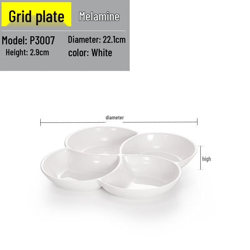 Handon White Rectangular Melamine Dinner Plates (5-Pack)