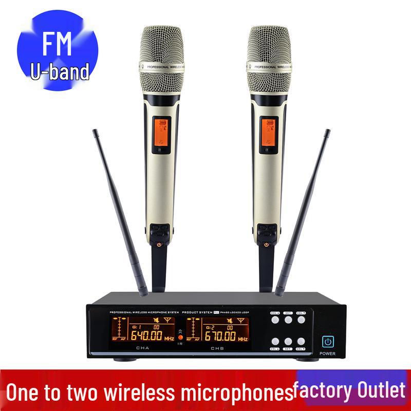 Wireless UHF Stage & KTV Microphone Set with FM Support for Home & Outdoor Performances