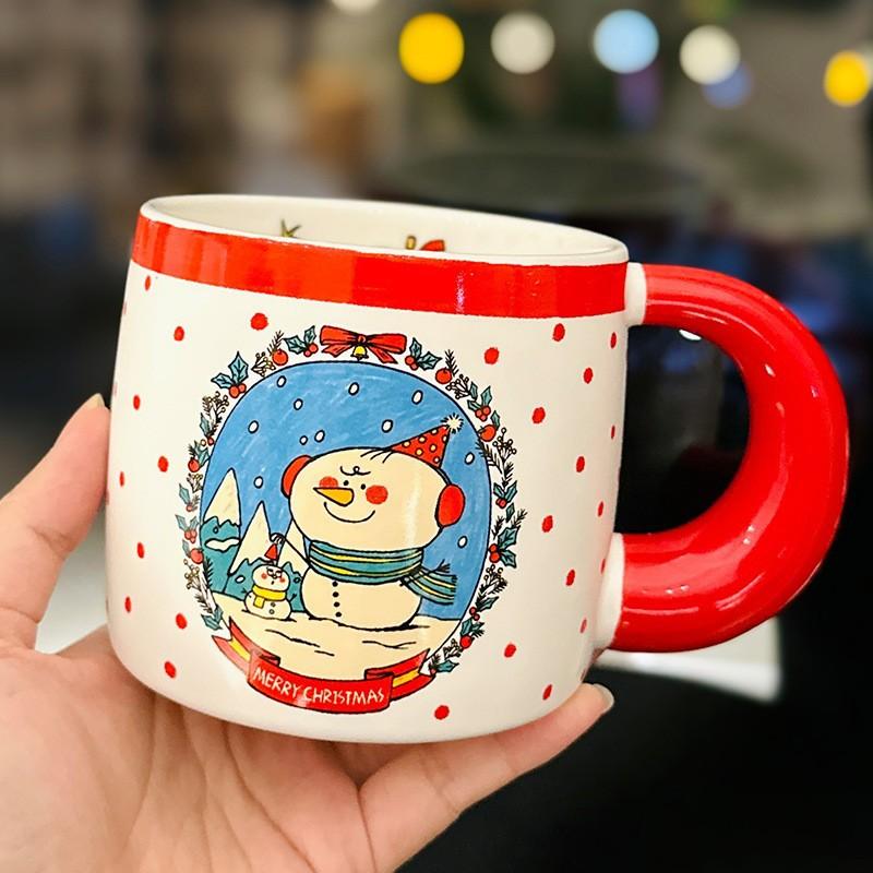 Kreative Weihnachten Große Mengen Keramiktassen Große Kapazität Cartoon Weihnachten Abstraktes Gemälde Kaffee Wasser Tassen Als Souvenirs