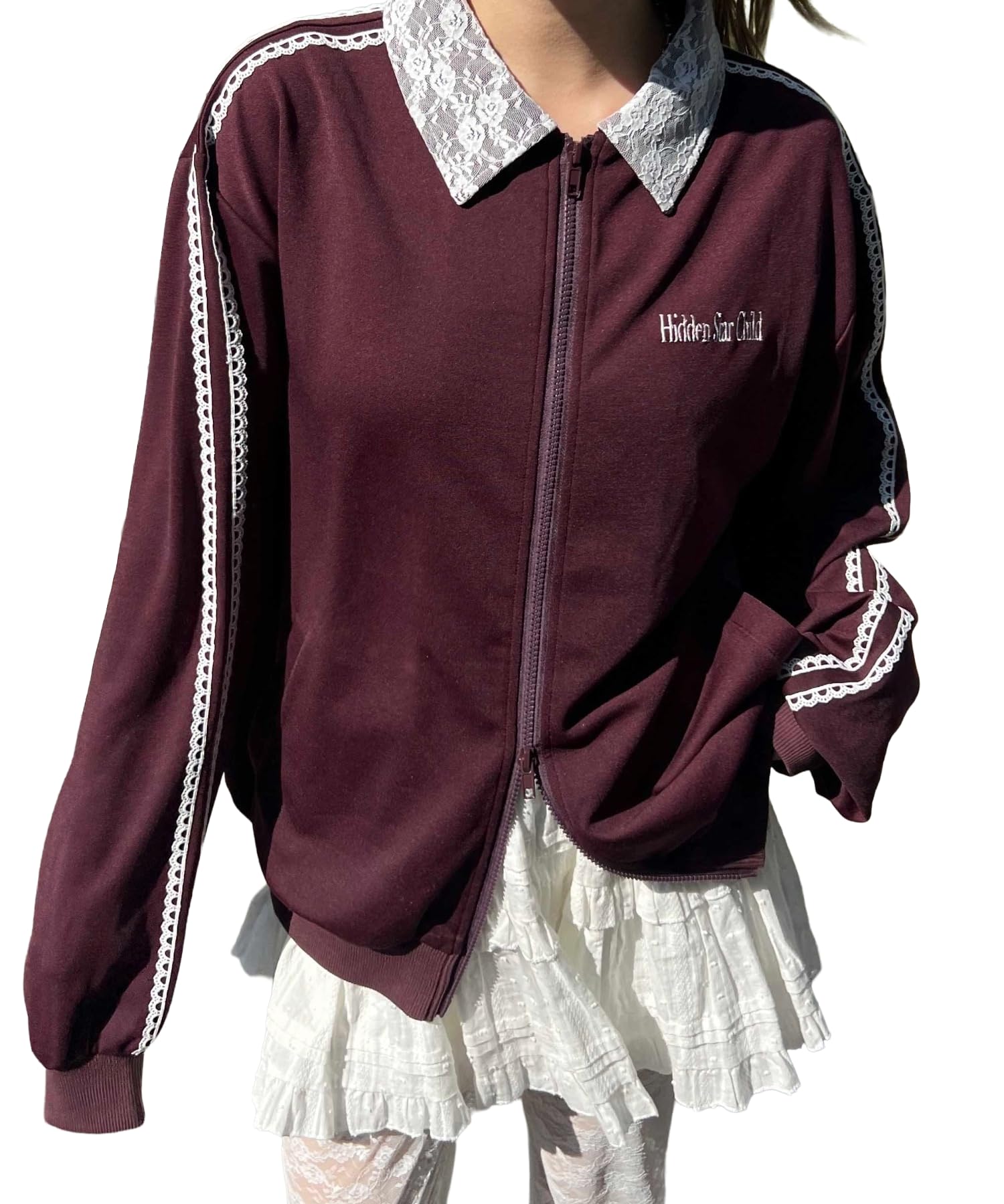 

Женская куртка WEGO WC с кружевным воротником, трек, коричневая,