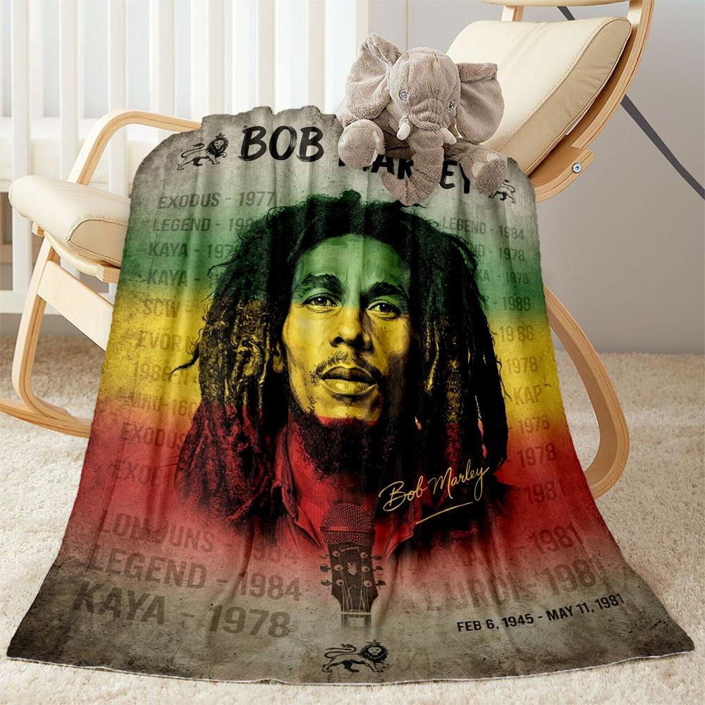 Bob Marley Reggae Legend Blanket Warmthful Decor Suitable For Office Chair Picnics Seaside Four Seasons Universal Stylish Decor