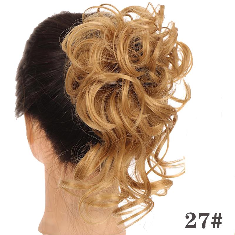Synthetic Hair Chignons Messy Scrunchies Elastic Band Hair Bun Straight Updo Hairpiece Hair Extension for Women