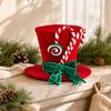 Velvet Top Hat with Sucker Easy Storage Christmas Freestanding Tabletop Ornament Bow