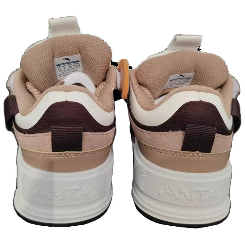 Anta Casual Trendy Versatile Non-Slip Wear-Resistant Low-Top Skate Shoes Women sneaker White Brown 122518021R-4