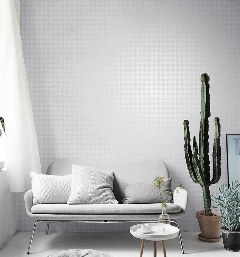 Modern Minimalist Non-woven Fabric Plain Grid Wallpaper Thousand Bird Grid Living Room Bedroom Children's Room Wallpaper