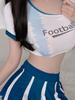 Fashion Skirts Set Blue Sweet Korean T Shirt Short Sleeve Split Cheerleading Student Sexy Cosplay Anime Dance Set  New K6Ei