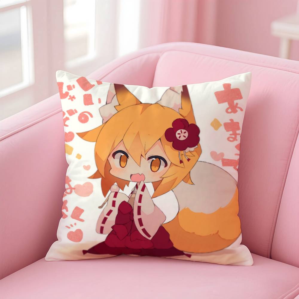 Helpful Fox Senko San Cartoon Pillow Case Safe Custom Photo Pillow, Anti-fade Brushed Fleece Cushion, Maternal & Infant Safe.