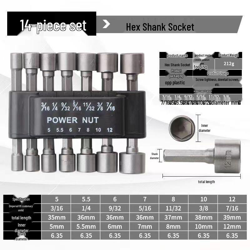 9-Piece & 14-Piece Socket & Drill Bit Set with Hex and Extension Sockets