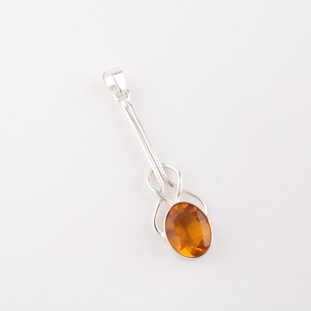 Rare Citrine Gemstone 925 Sterling Silver Jewelry Handmade Women Pendant 1.79" PP-60-13