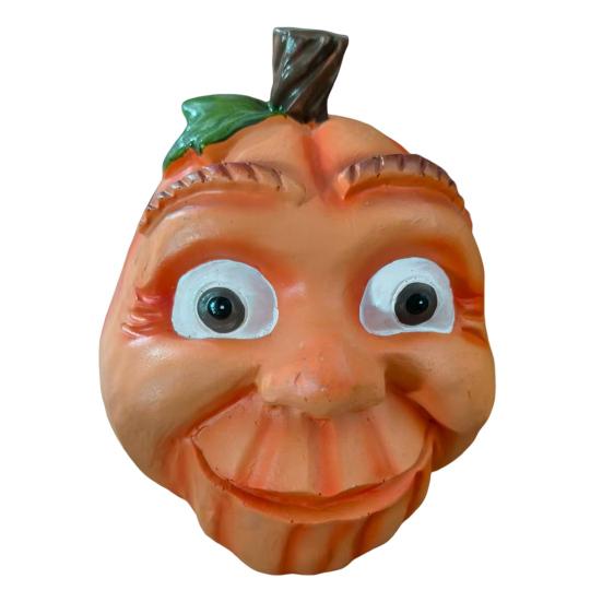Halloween Pumpkin Statue with Expression Cartoon Pumpkin Head Resin Figurine Sculpture Indoor Outdoor Garden Desktop Decoration