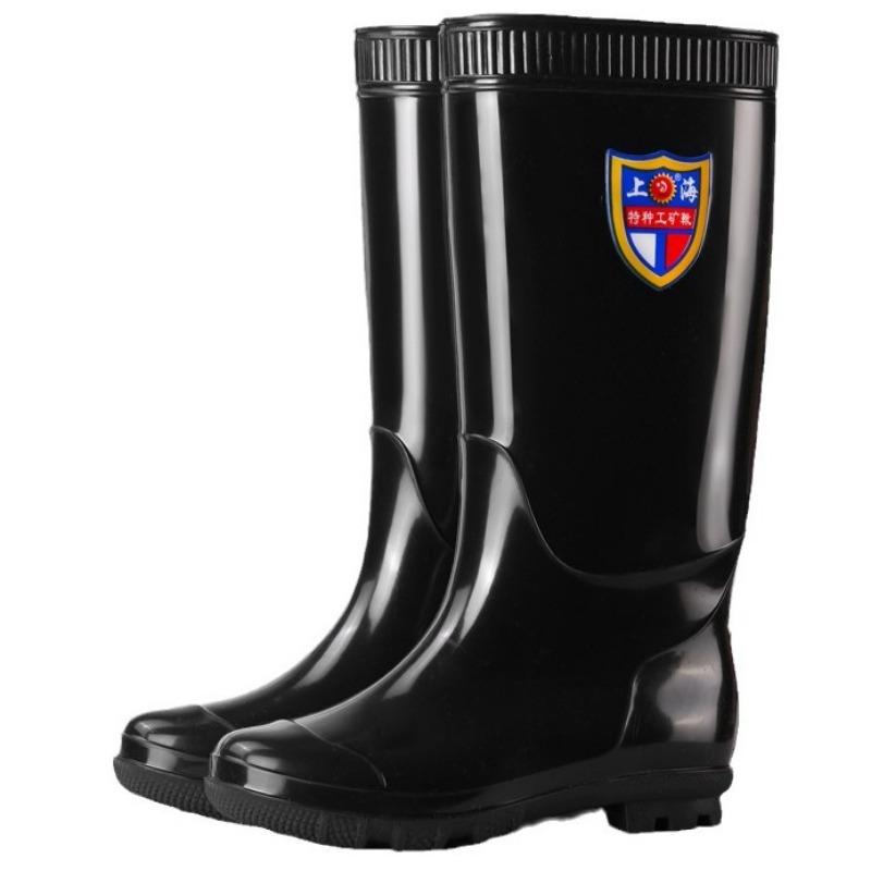 Shanghai Black Men's Tall Rain Boots Waterproof and Oil-resistant Versatile Rain Shoes Rainy Day Travel Fishing Clean Water Shoes Men's Rubber Shoes