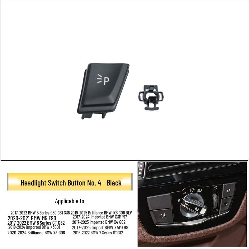 BMW 5 & 6 Series GT Headlight Switch Panel & Knob Cover for 525i G30