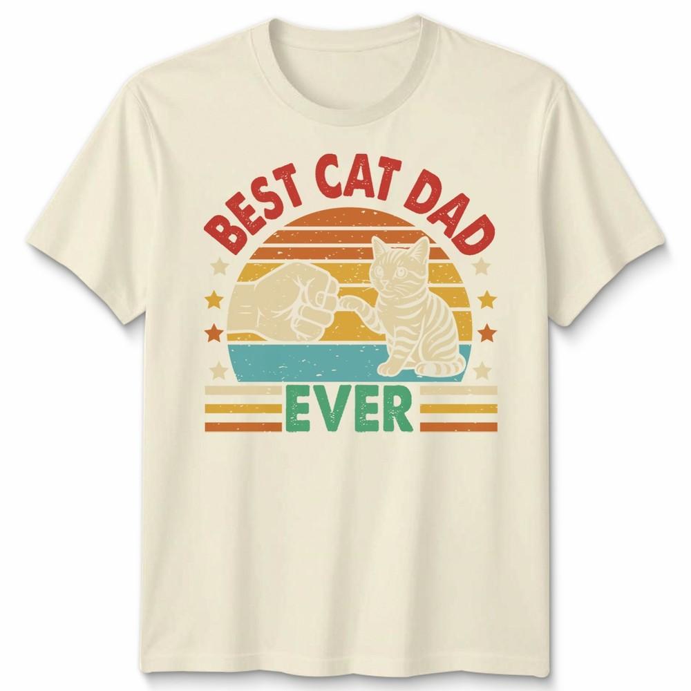 Best Cat Dad Ever Unisexs T Shirt Vintage Inspired Cat Graphic Tee