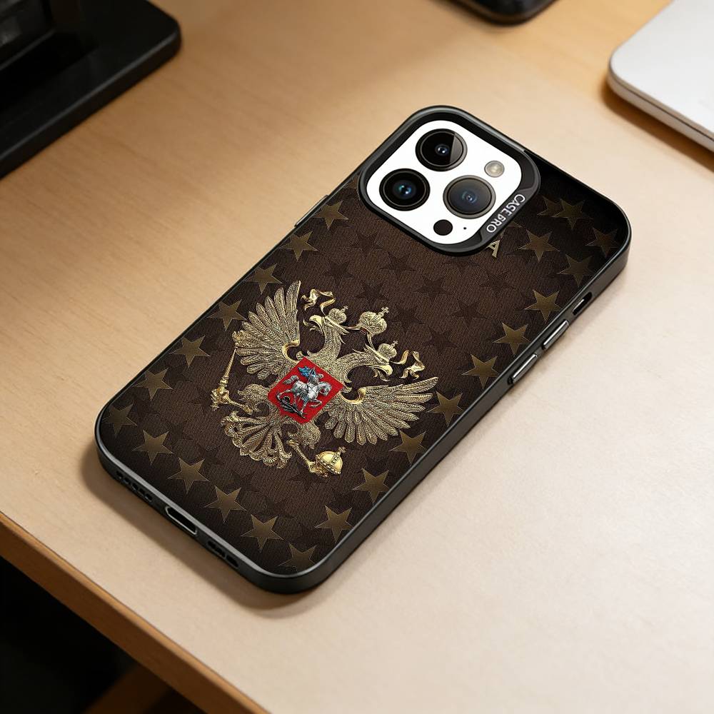 Russian National Emblem Phone Case For iPhone 17,16,15,14,13,12,11 Plus,Pro Max,XS,Colorful Silver Phone Case Funda Cover