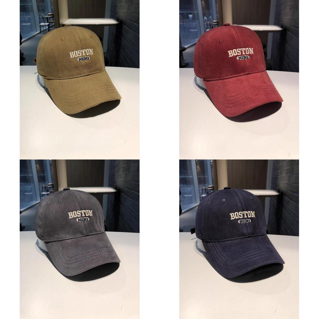 Boston Letter Embroidered Baseball Cap With Breathable Cotton For Casual Streetwear