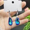 Elegant Teardrop Dangle Earrings with Faceted Crystal Pendant and Silver Tone Hook for Women Stylish Jewelry Accessory