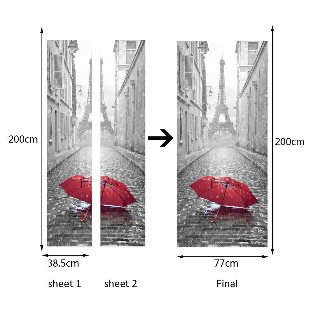 Landscape Door Stickers 3D Removable Self Adhesive Sticker Natural Scenery Wallpaper PVC Art Murals for Doors Modern Home Decor