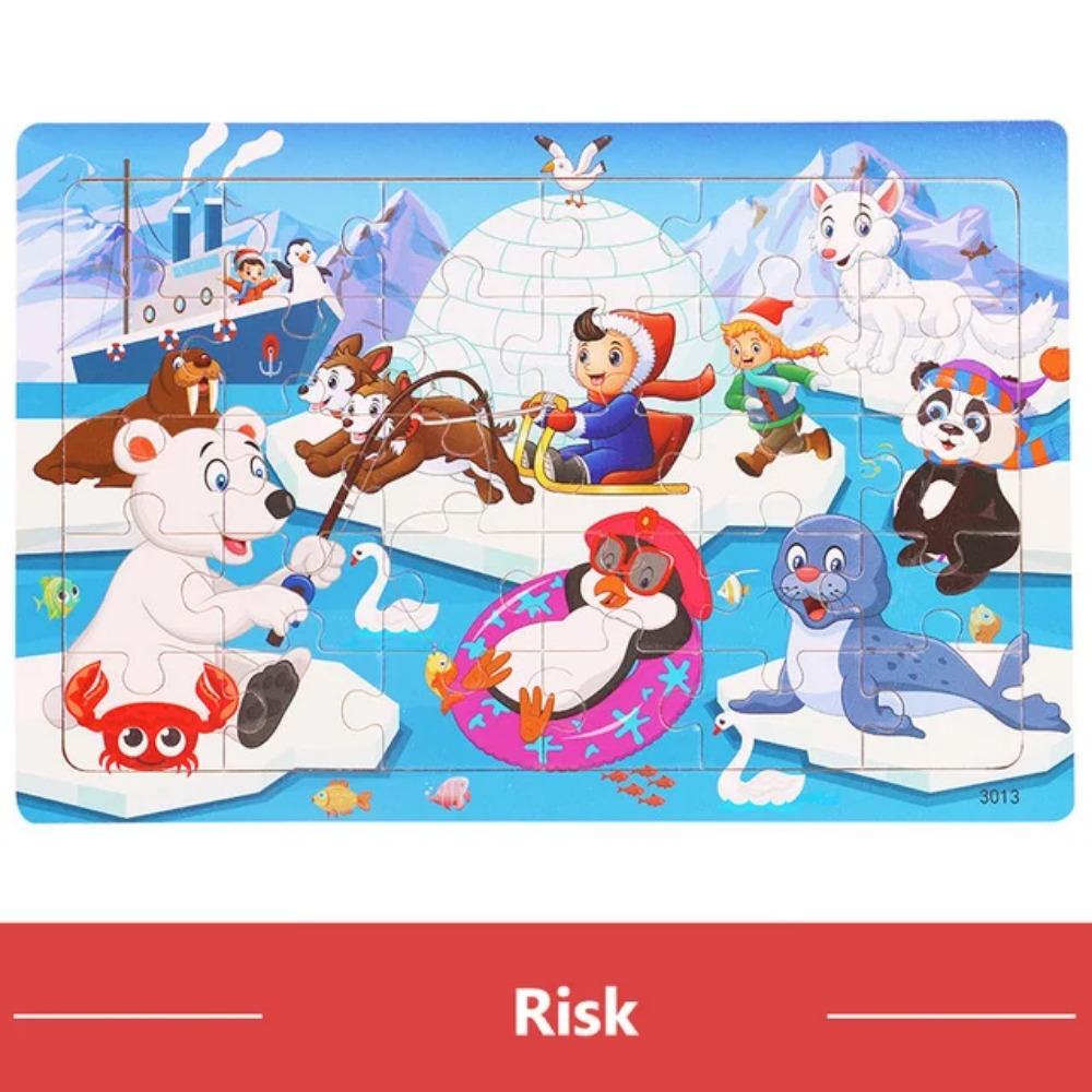 Puzzle 3D Montessori Economic 30 de piese Animal de Desene Animate Puzzle din Lemn Joc de Masă Jucării Educative Pentru Copii Cadouri