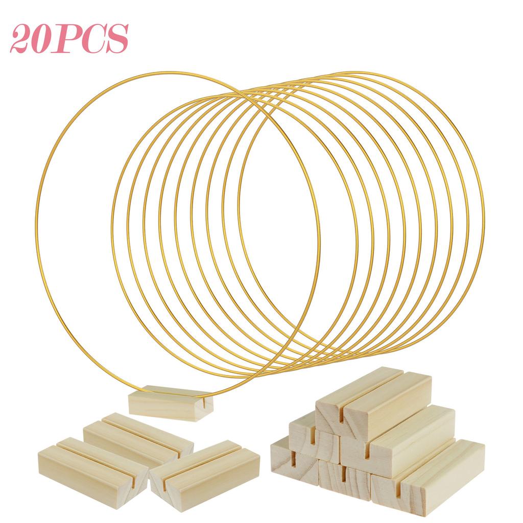 Metal Floral Hoop Garland Table Decoration Wreath for Wedding Centerpieces Wood Card Holders Flower Garland Home Party Prop