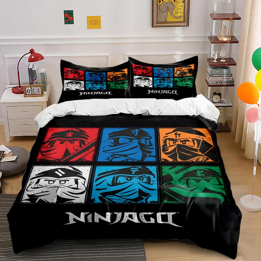 Multiple Sizes Cartoon Ninja Game Printed Bedding Set 1 Duvet Cover 2 Pillowcases Boys Girls Children Luxury Gifts