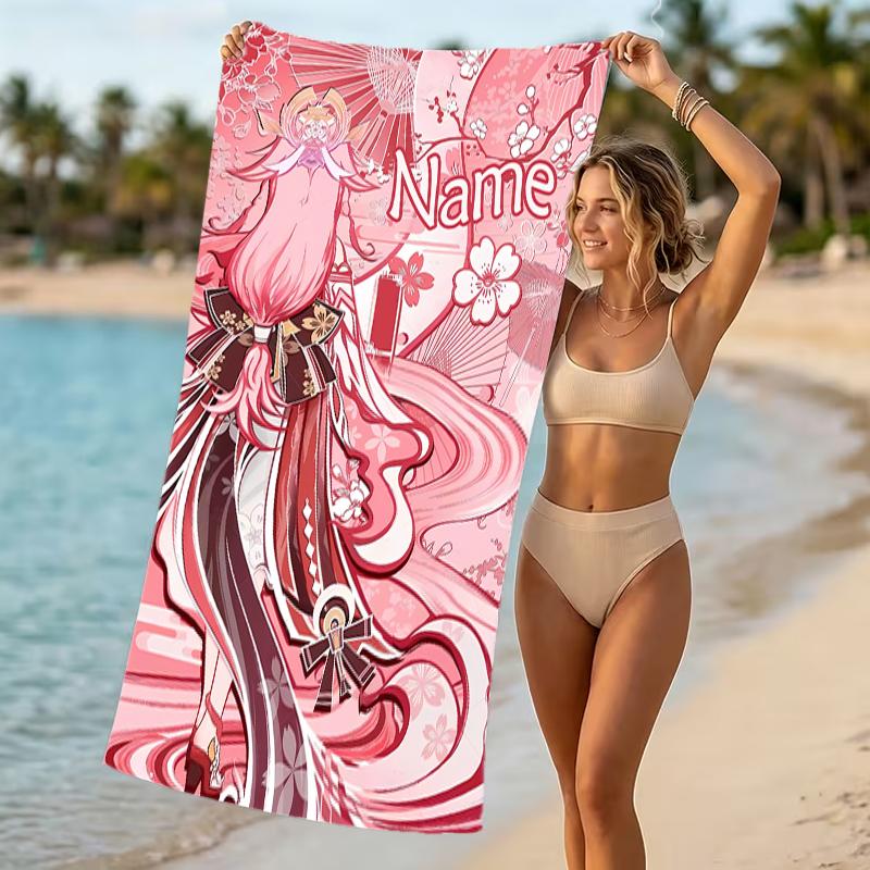 Customizable Personalized Beach Towels Genshin Impact Characters Themed designs.Suitable for the Beach, Yoga, Sports;ideal As Beach Accessories