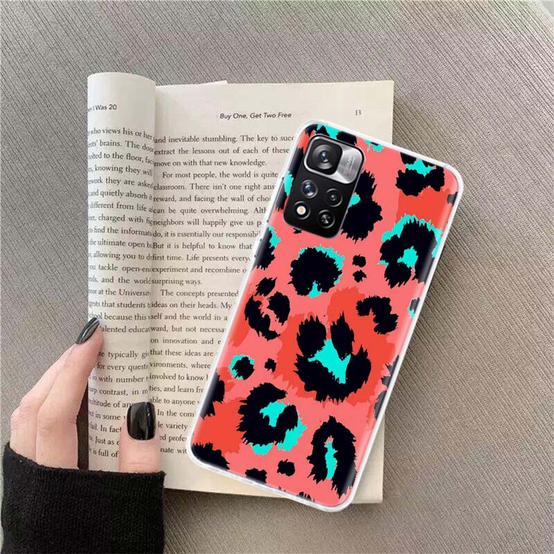 

Leopard Print Pink Phone Case For Redmi Note 13 12 Pro Plus 14 15 Pro 5G 11 11T 11E 11S 10 Pro 10S 9 9S Cover Cell Clear TPU Cap Redmi Note 11E Pro