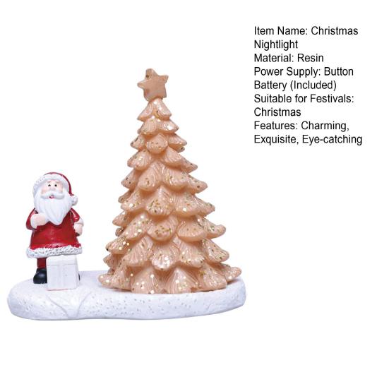 Night Light Mini Christmas Tree Nightlight with Santa Claus Figurine