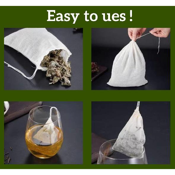 Reusable Tea Bag Cheesecloth 25Pcs 4"x6", Sachet Bags Empty Soup Bag Spice Bags for Cooking Tea Bags for Loose Leaf Tea Drawstring Bag Tea Filter