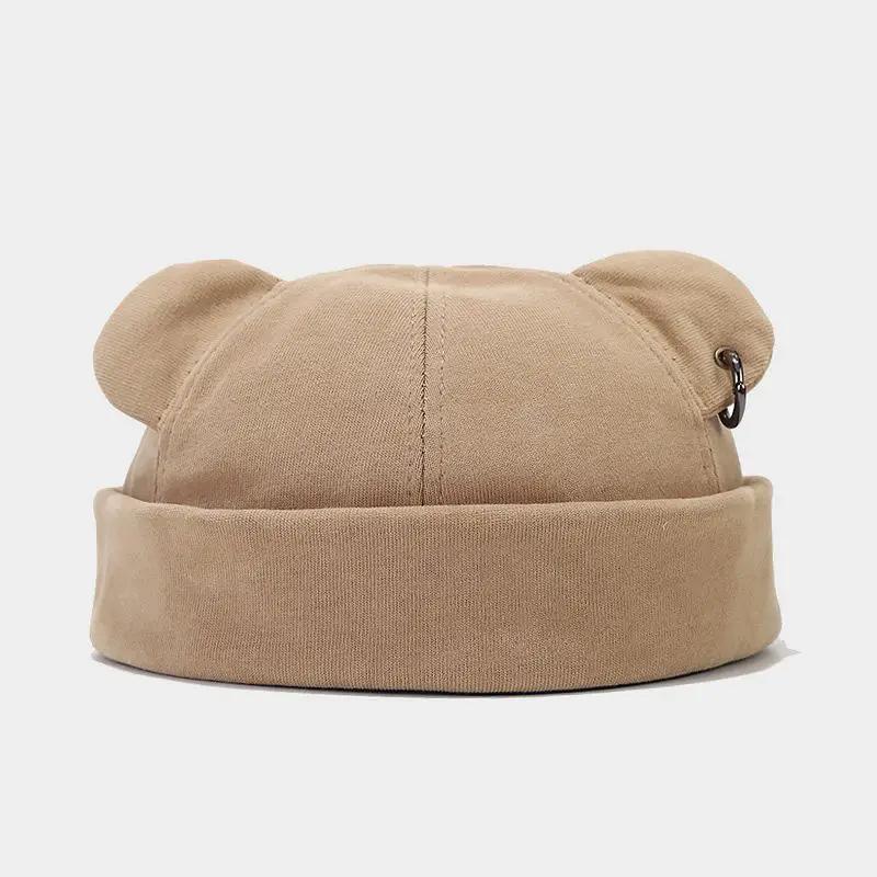 1pc Unisex Skullcap Beanie Rolled Cuff Hat No Brim Hats With Adjustable