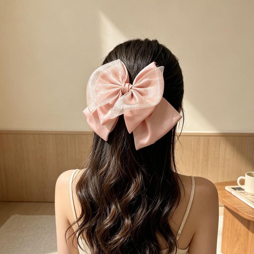 Polka Dot Bow Claw Clip: Elegant Women's Hair Accessory