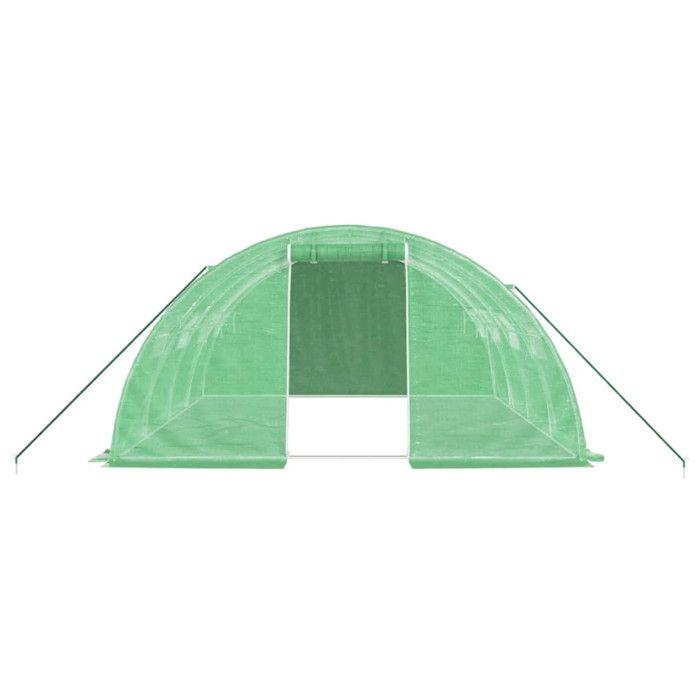 VidaXL Serre avec cadre en acier vert 16 m² 4x4x2 m, polytunnel, serre à cadre froid, serre pour tomate, serre de jardin, 3188061