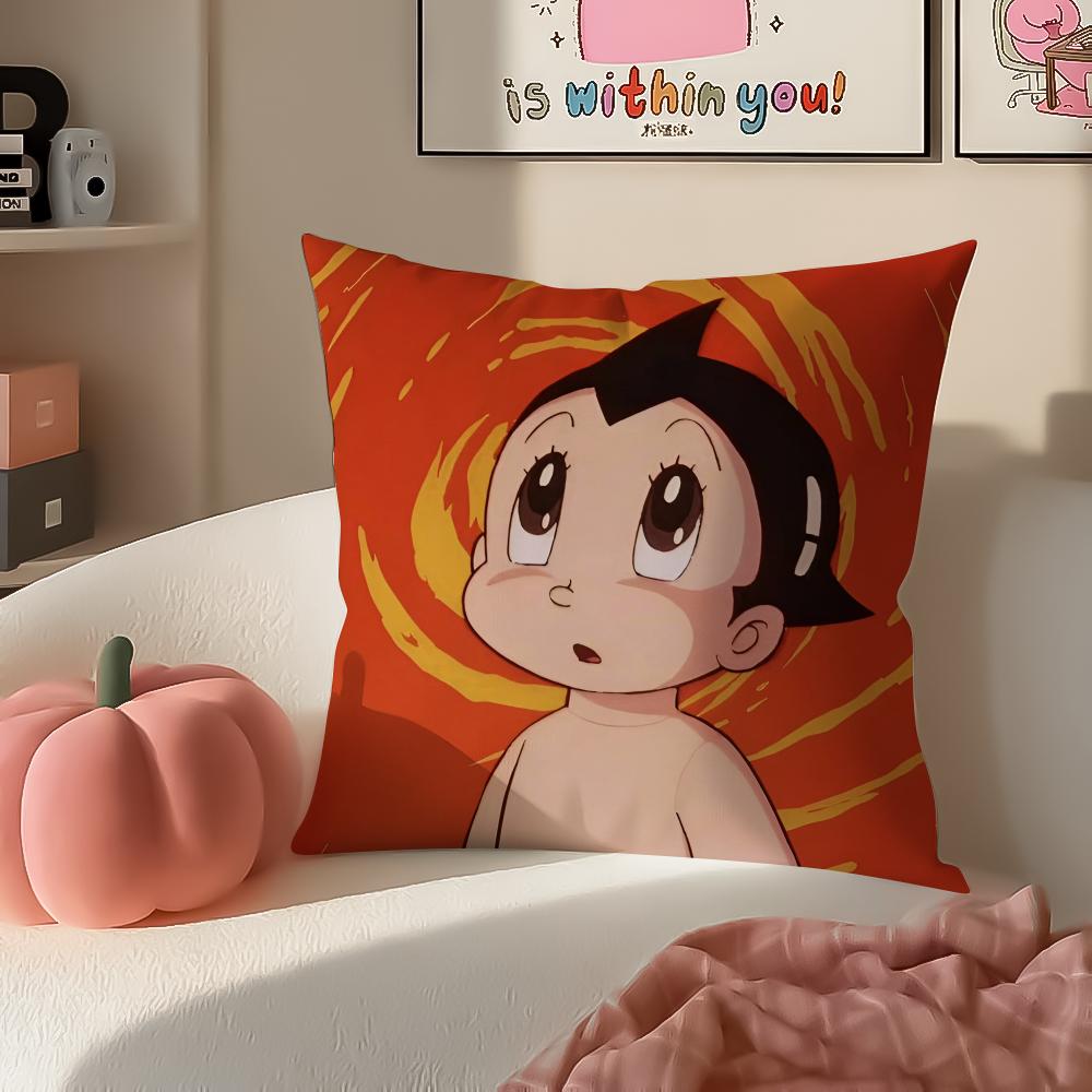 Classic Japanese Anime AAstroboy Cushion Cover Pillowcase Short Plush Invisible Zipper Room Sofa Cushion Cover