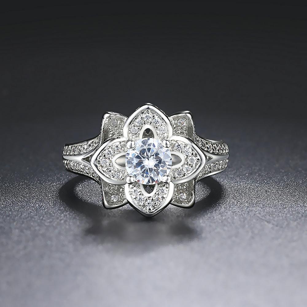 

ZHOUYANG Flower Ring For Women Luxury Blooming Rose Cubic Zirconia Silver Color Wedding Anniversary Gift Fashion Jewelry YG038 5