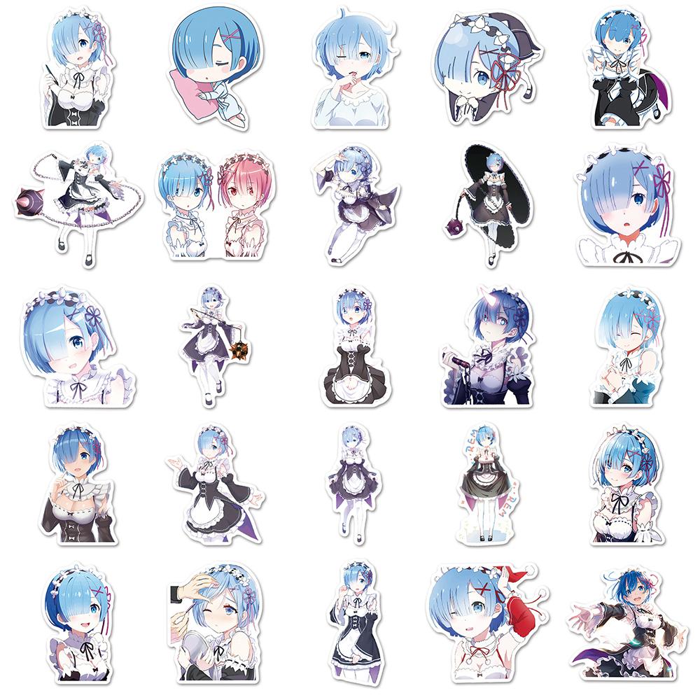 103051Pcs Re:Life In A Different World From Zero Anime Stickers Cute Rem Cartoon Sticker Notebook Phone Laptop Decals Packing