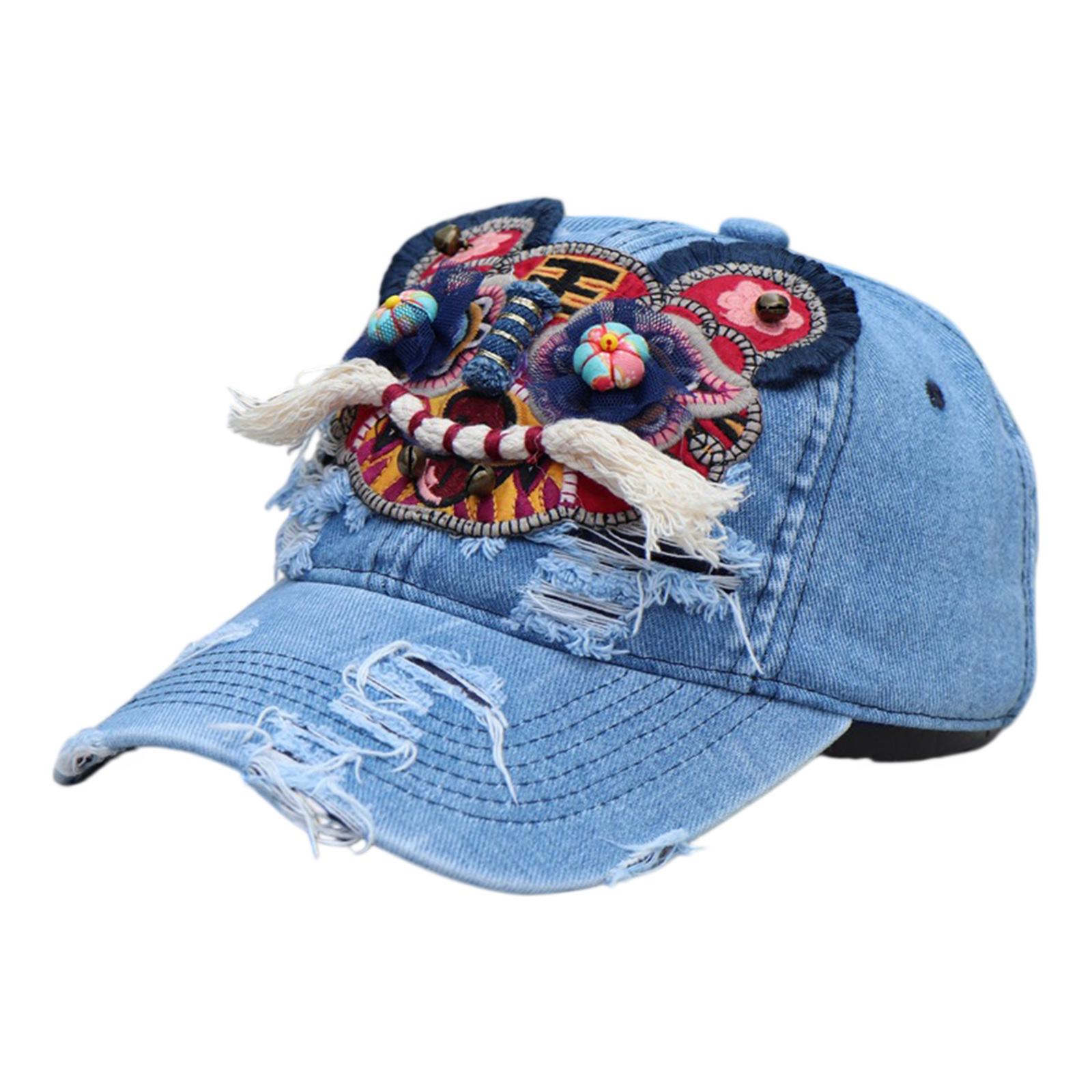 

Retro Baseball with Embroidered Tiger Style Sun Hat Vintage Distressed Denim Retro Baseball for Unisex Retro Baseball One Size світло-синій колір